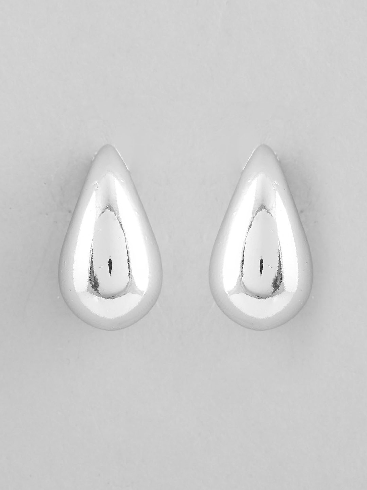 VOJ Silver Plated Teardrop-Shaped Stud Earrings for Women