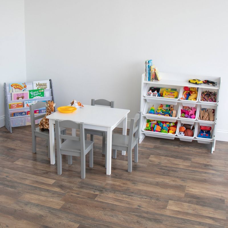 Kids' 4 Tier Bookshelf Organizer Gray/White - Humble Crew