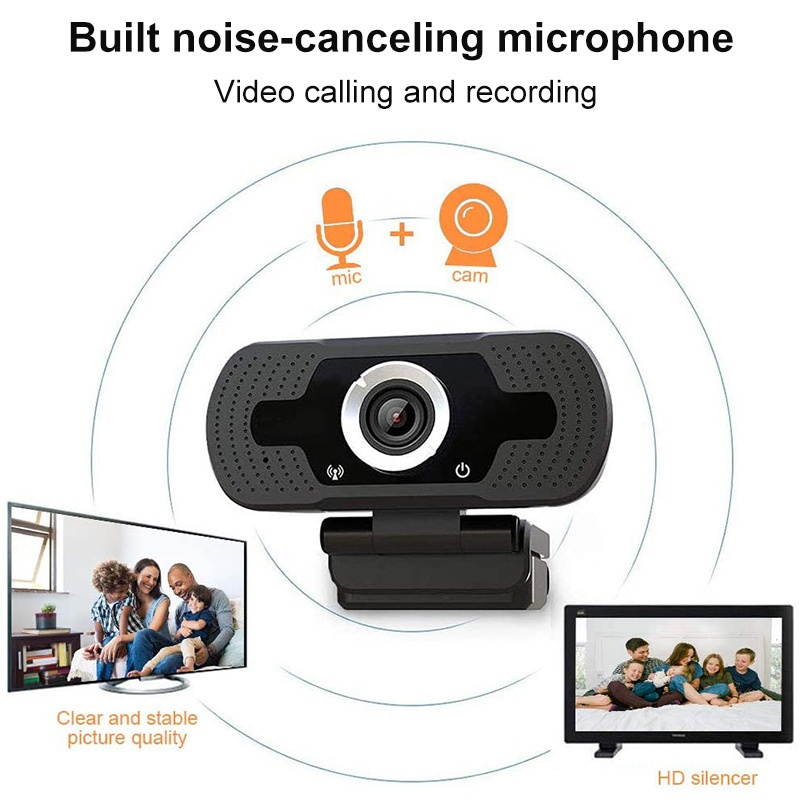 1080P USB Webcam Web Camera Built-in Noise Reduction Microphone for Live Streaming/Video Calling/Recording Computer PC Laptop