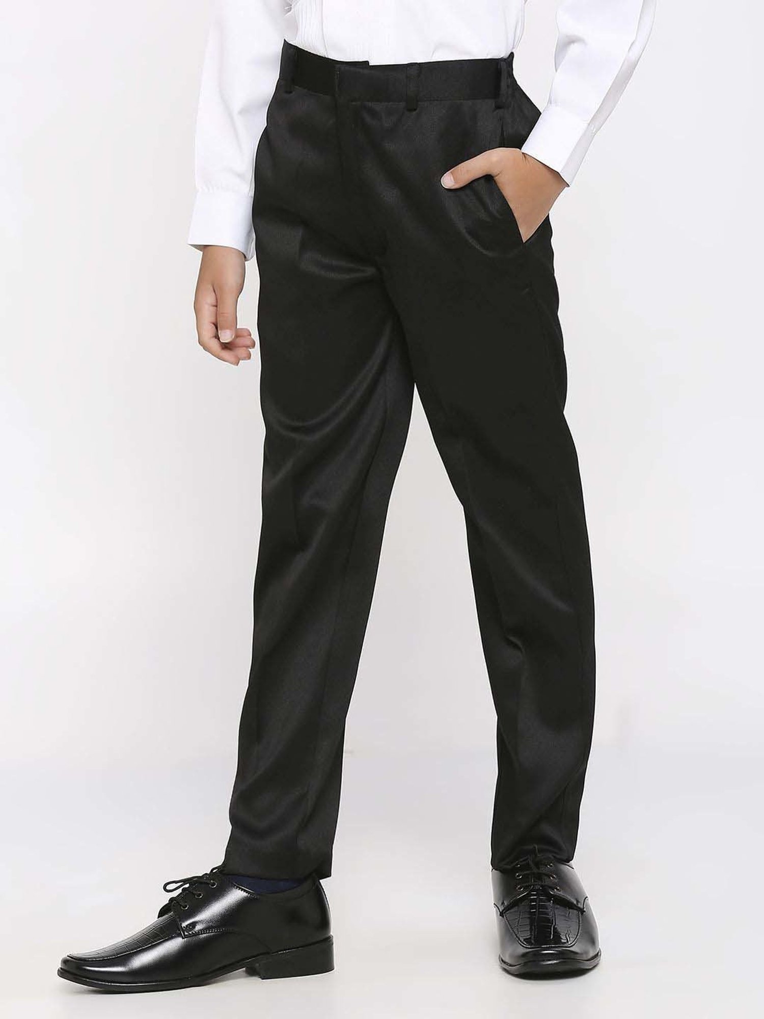 Kids Island Boys Black & White Jacquard Full Sleeves Suit Set