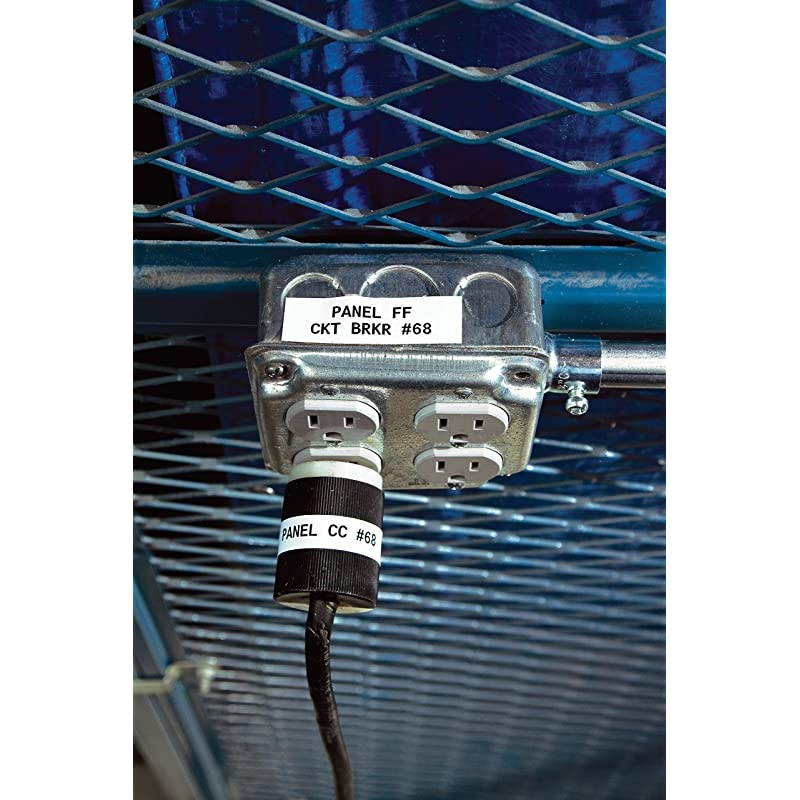 High Adhesion Vinyl Label Tape (M71C-2000-595-WT) - Black on White Vinyl Film - Compatible with BMP71 Label Printer - 50' Length, 2" Width