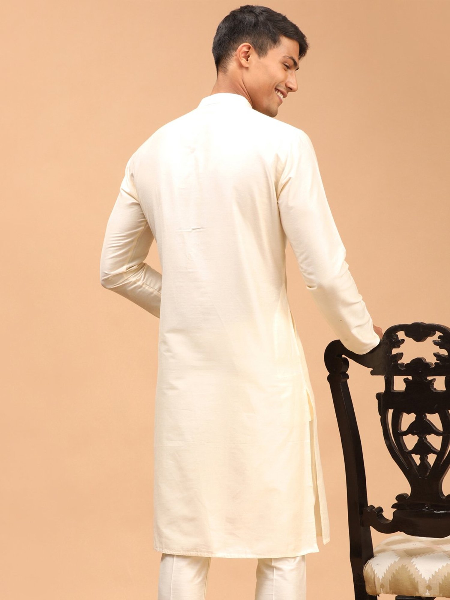 Manthan Fawn & White Regular Fit Kurta