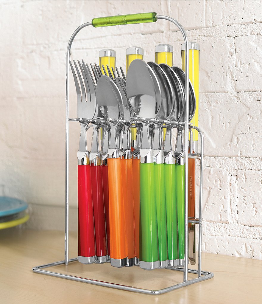 Fiesta Temptation 16-Piece Stainless Steel Flatware Set with Caddy