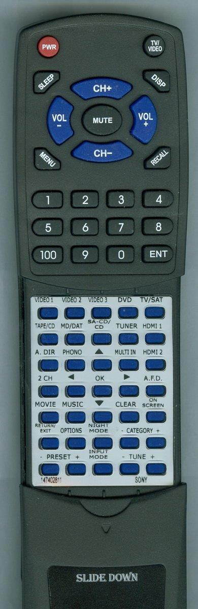 Replacement Remote Control for SONY STRDA3200ES MAIN, STRDG1000, 147402811, RMAAL003