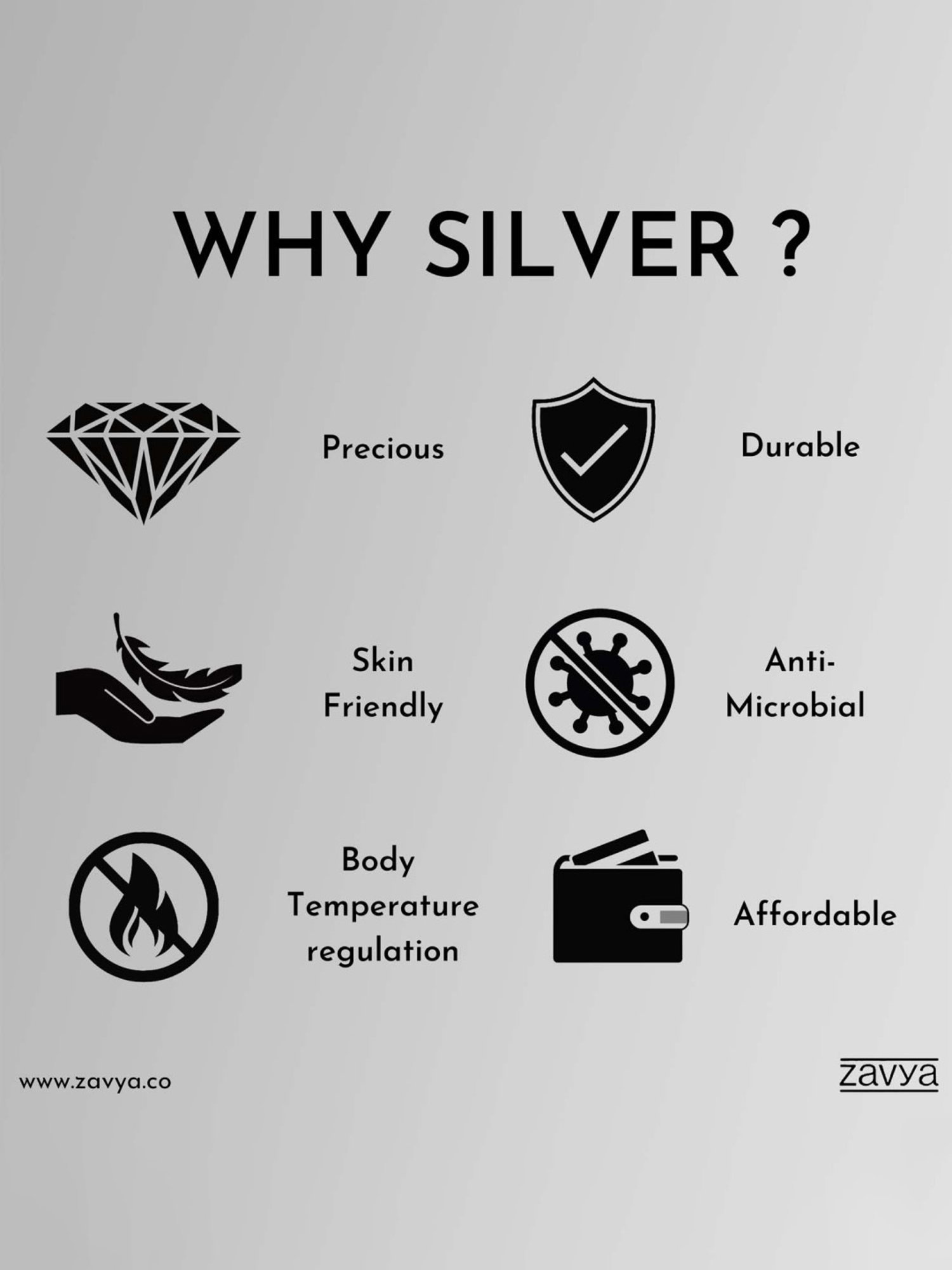 Zavya 92.5 Sterling Silver Rhodium-Plated Chain for Women