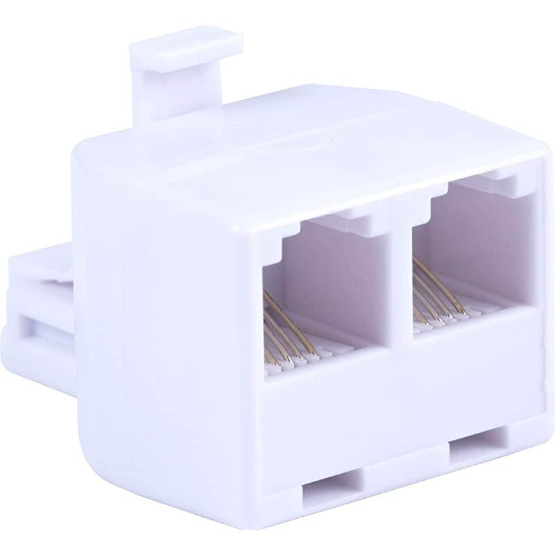 Telephone Duplex Adapter Home or Office Compatible with Answering Machines Modems Fax Machines All Brands RJ14 RJ11 White 76191