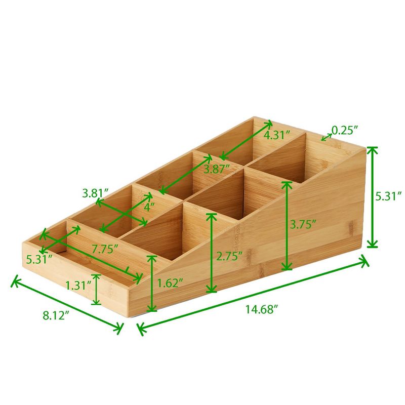 Mind Reader Coffee Condiment and Accessories Organizer, 7 Compartments, Brown