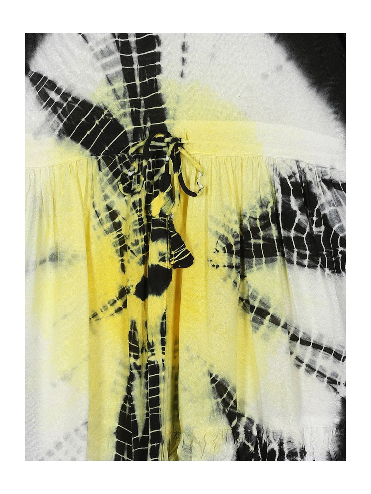 Kiddopanti Kids Yellow & Black Tie Dye Full Sleeves Dress