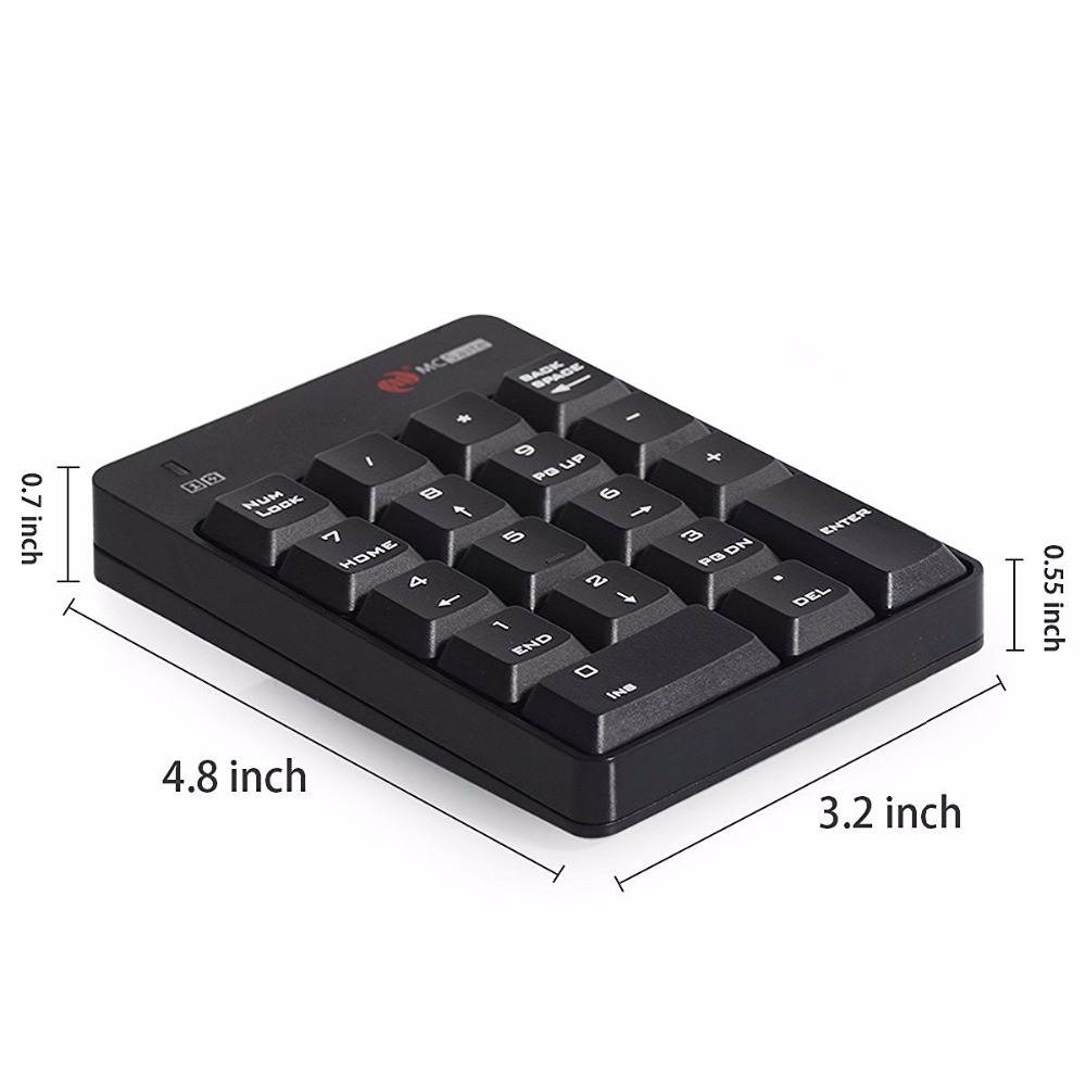 18 Keys Wireless Mini USB Number Pad Keyboard with 2.4G Numeric USB Receiver for Laptop Desktop PC