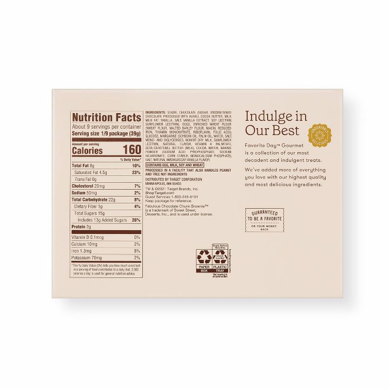 Fabulous Chocolate Chunk Brownie Bar - 12.29oz - Favorite Day™