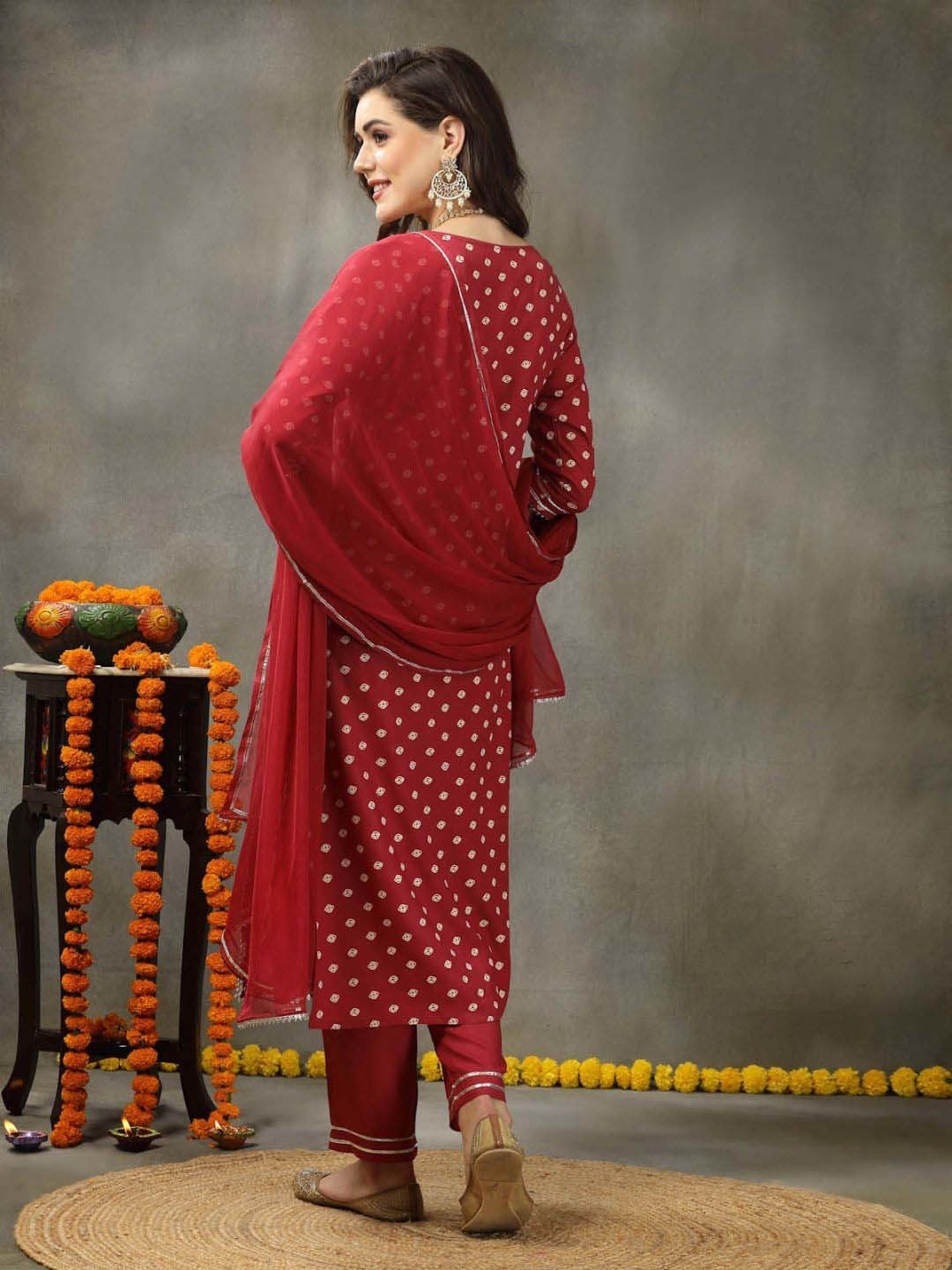 Stylum Pink Printed Kurta Pant Set With Dupatta