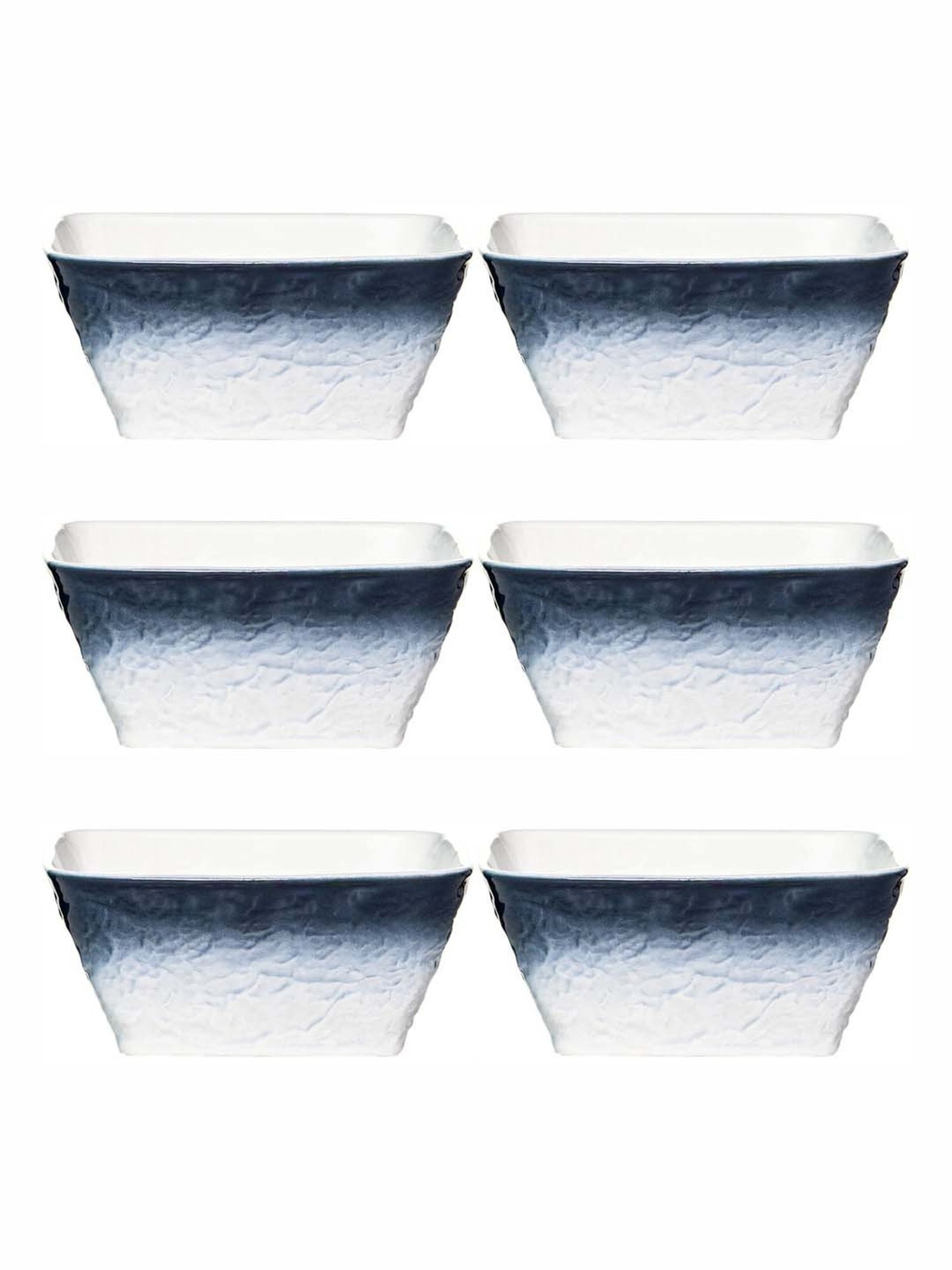 White Gold White & Blue Porcelain Bowl - Set of 6