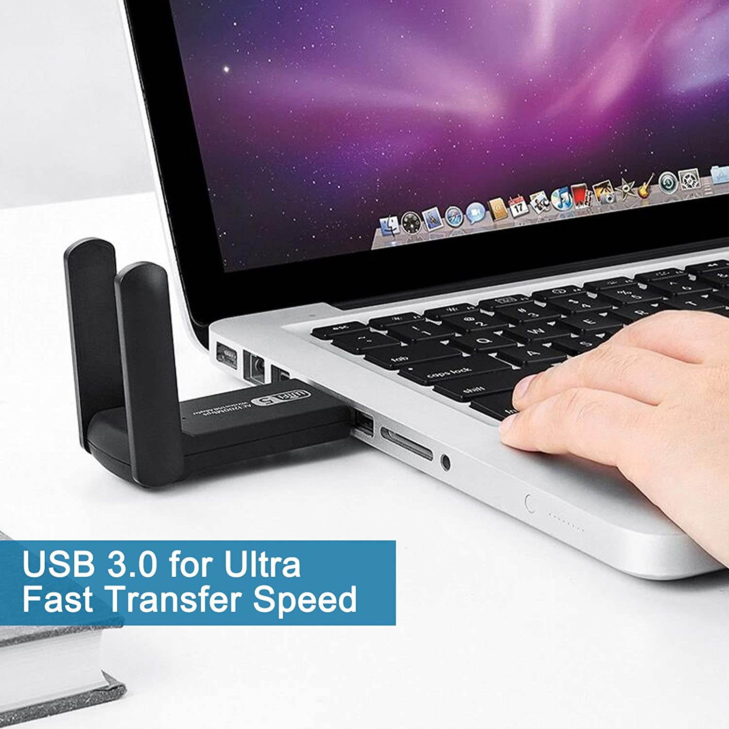 USB WiFi Adapter 1200Mbps Wireless Internet Adapter USB 3.0 WiFi Dongle for PC 802.11AC with 3dBi High Gain Antenna Support Linux Mac OS 10.9~10.15 Windows 10/8.1/8/7/ XP System, Easy to Use