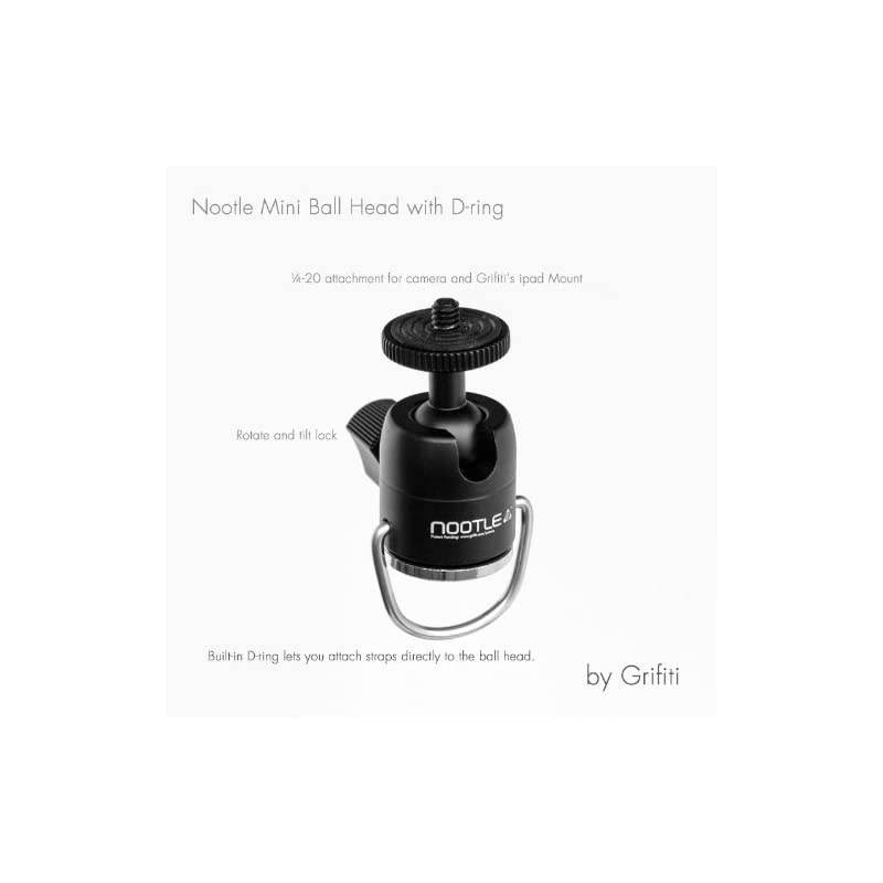 Nootle DRing Mini Ball Head Works with iPad Tripod Mounts Cameras iPhone Holders Brackets Music Stands and Photography Light Stands