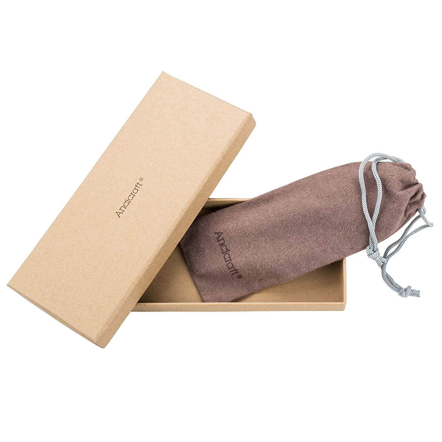 Ancicraft Genuine Leather Pen Sleeve Case Holder Pouch Handmade (For Single or Double Pens, Red Brown)