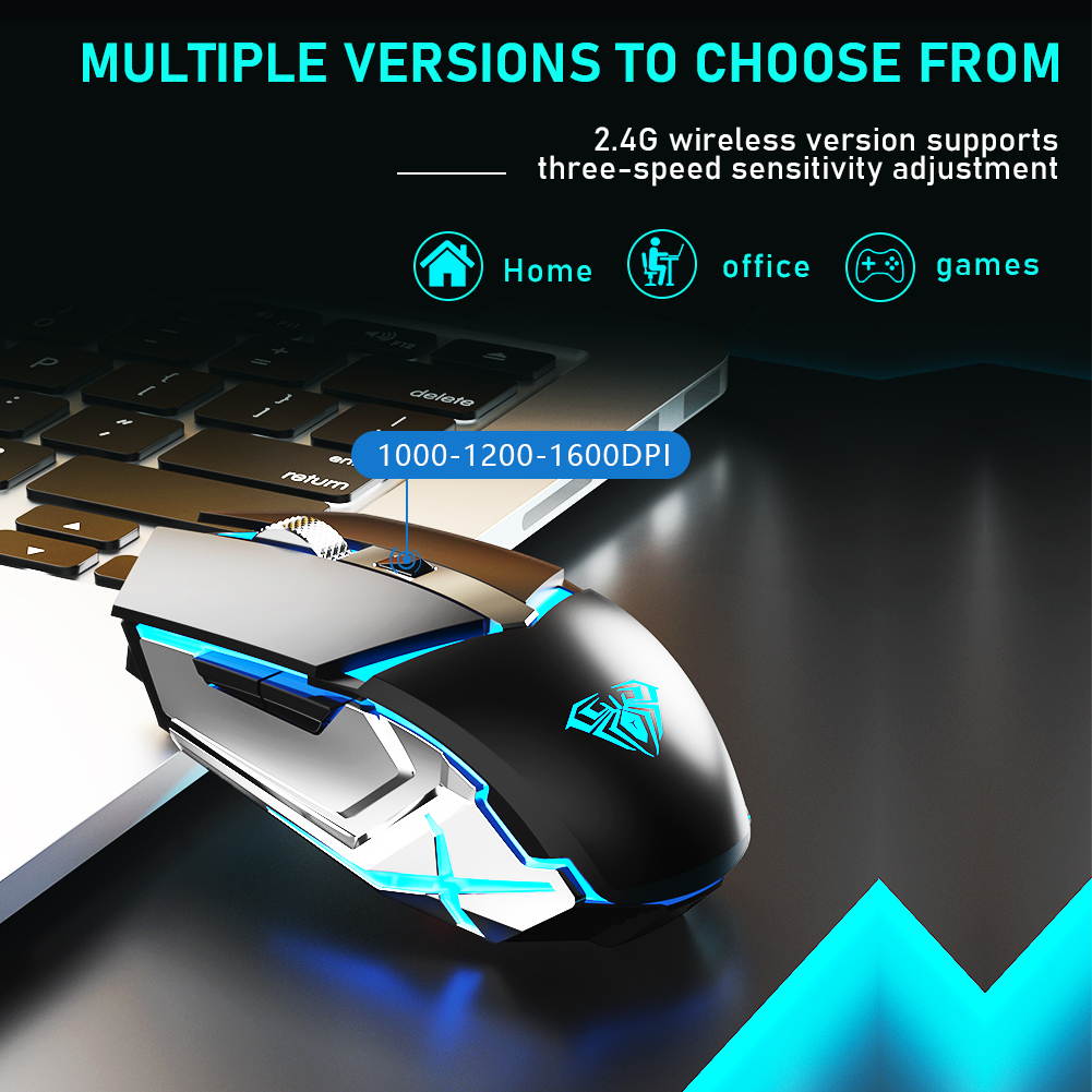 AULA SC400 Rechargeable 2.4G Wireless Gaming Mouse Cool Backlight and Greener charging design for laptop computer