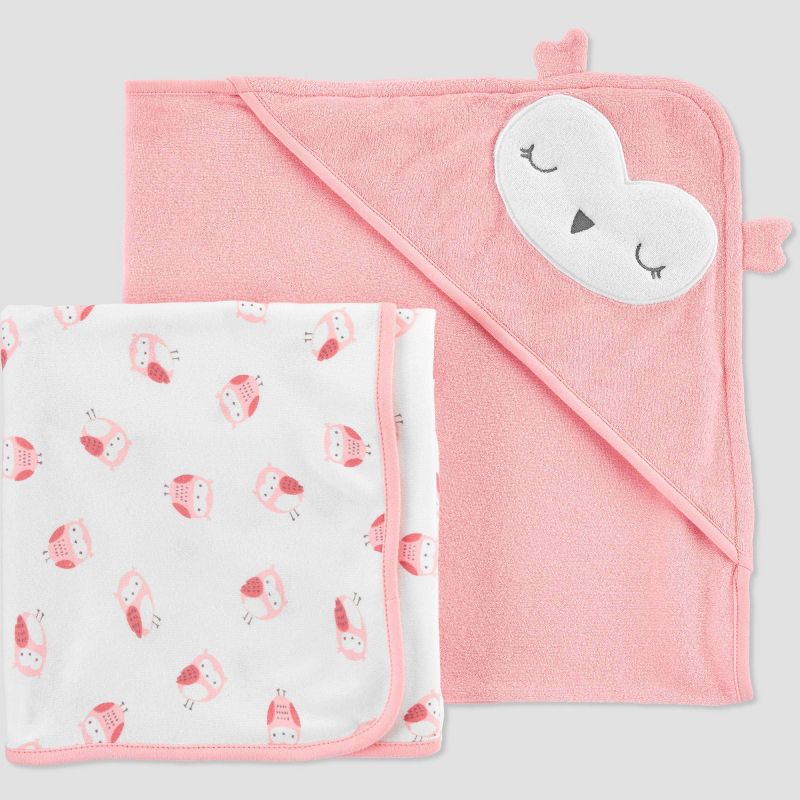 Baby Girls' 2pk Owl Bath Towel - Just One You® made by carter's Pink