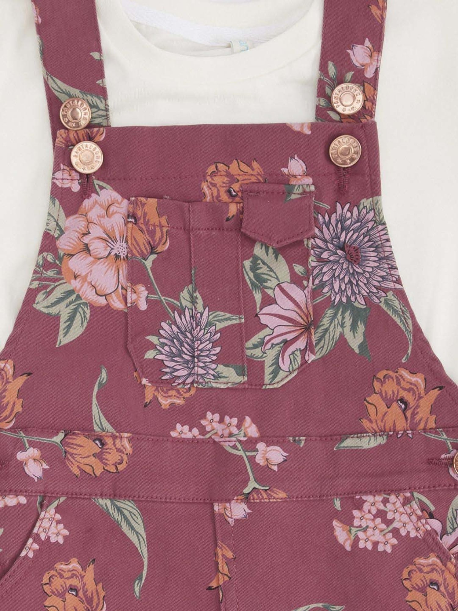 Pantaloons Junior Dusty Pink Cotton Floral Print Dress Set