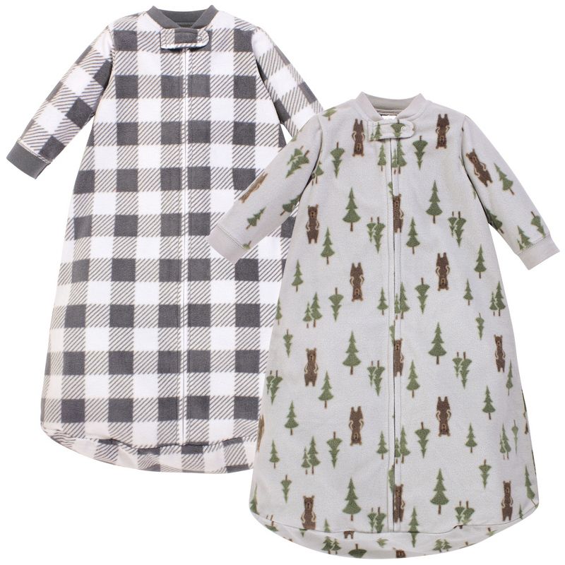 Hudson Baby Infant Boy Long-Sleeve Fleece Sleeping Bag, Forest Bear, 0-9 Months