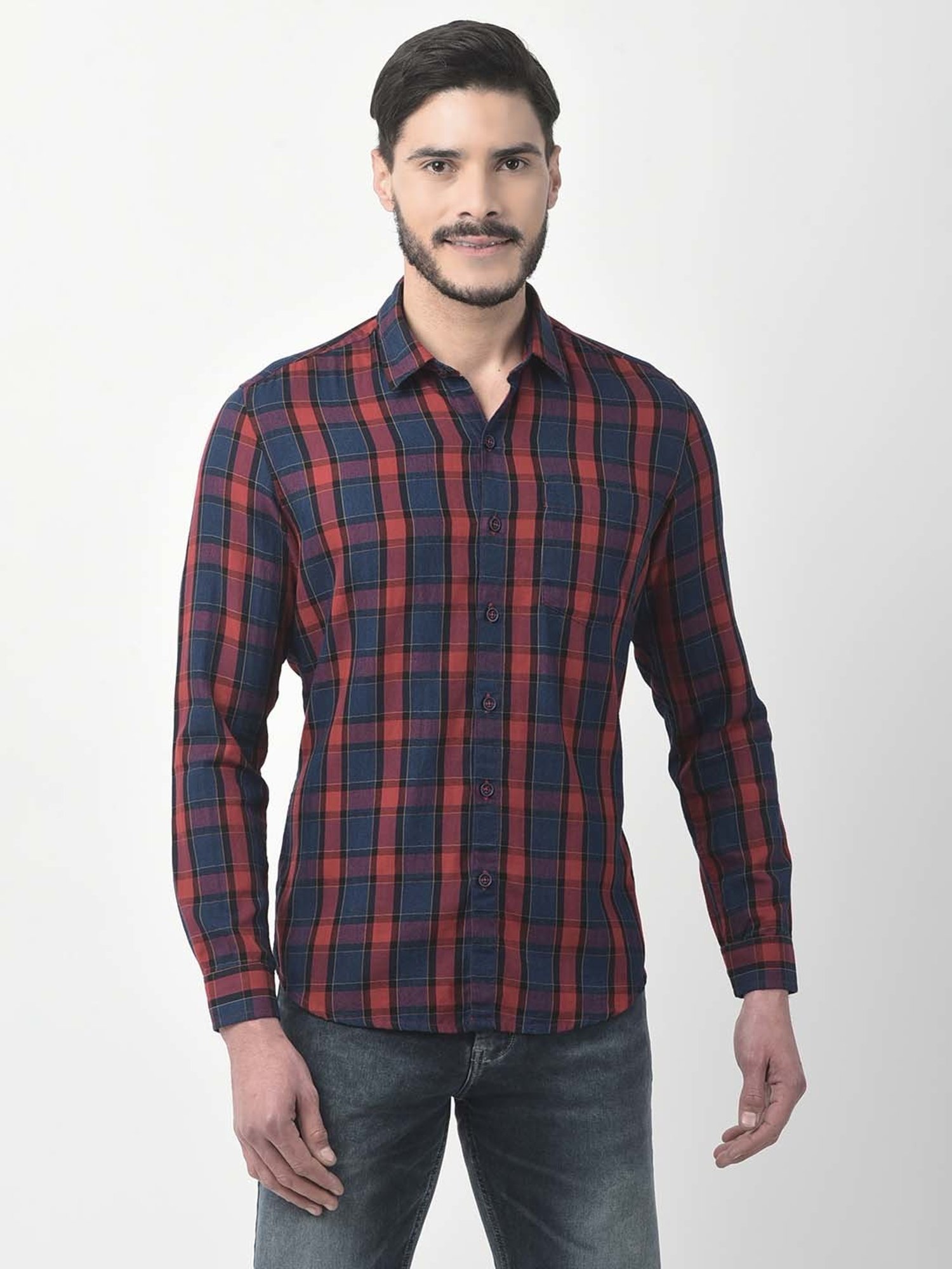 NUMERO UNO Red Slim Fit Check Shirt