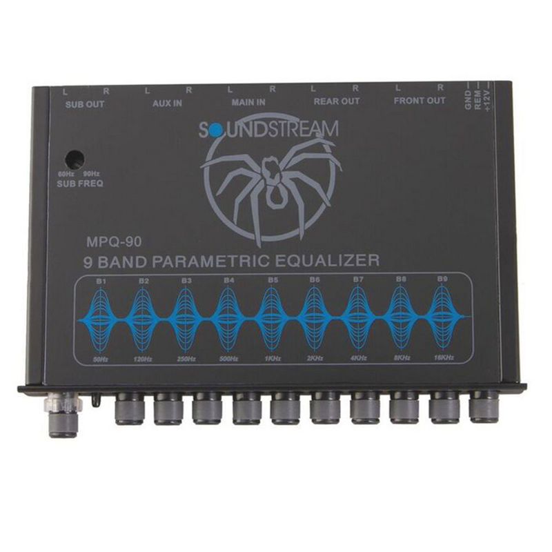 SoundStream MPQ-90 9 Band 1/2 DIN Graphic Parametric Equalizer and Bass Reconstruction Processor with Subwoofer Level Control, Black