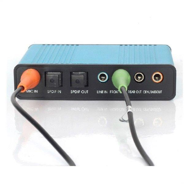Blue 6 channel 5.1 External Audio Music Sound Card Soundcard For Laptop PC
