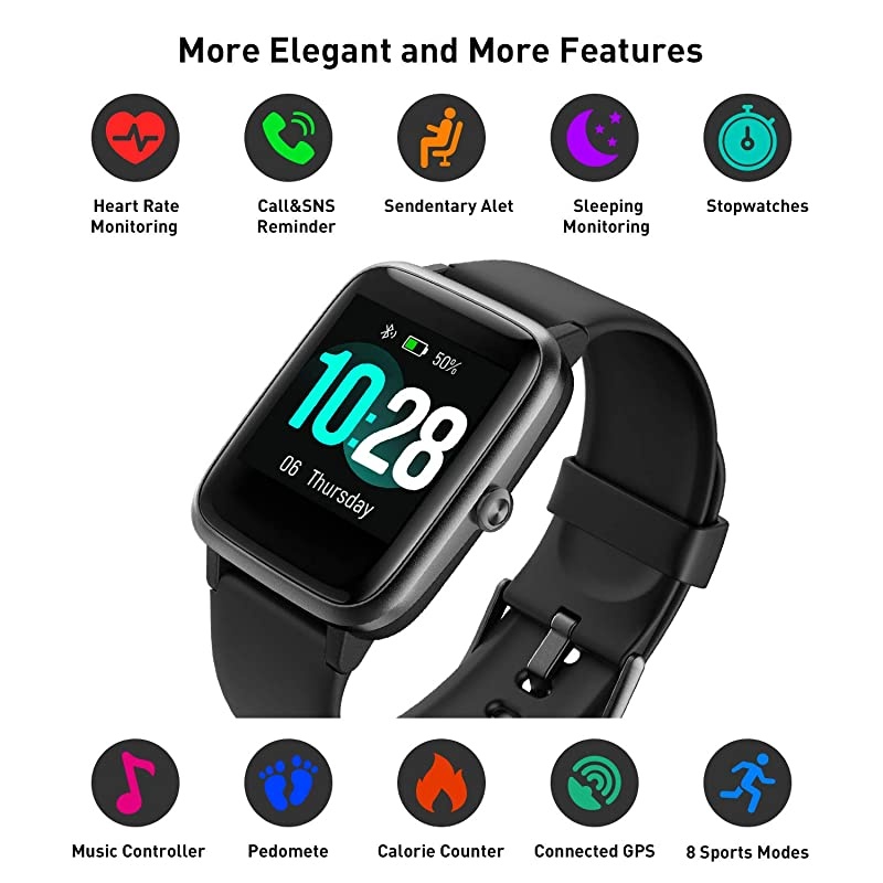 Tracker Watch with Heart Rate and Sleep Monitor - Activity Tracker Waterproof Smart Wristband Watch, Step Calorie Counter, Pedometer Android iOS Compatible for Women Men Kids