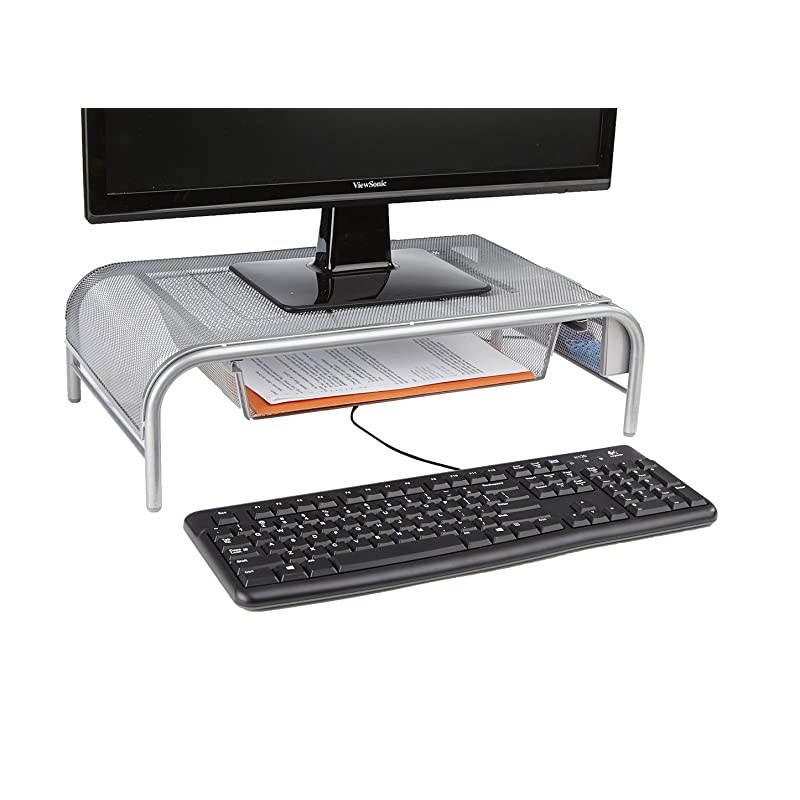 Metal Mesh Monitor Stand Silver