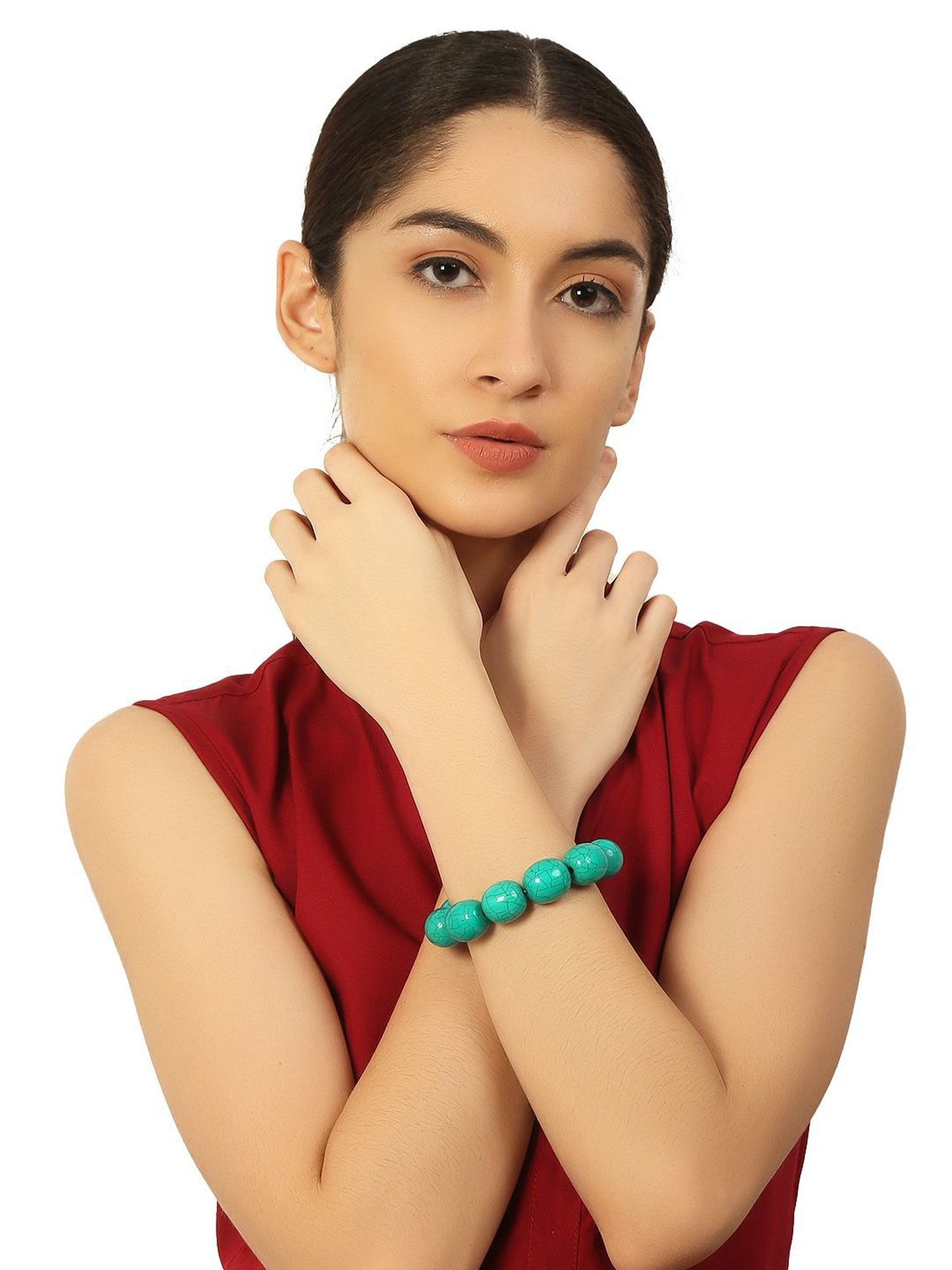 IMLI STREET Turquoise Artificial Stone Stretchable Bracelet for Women