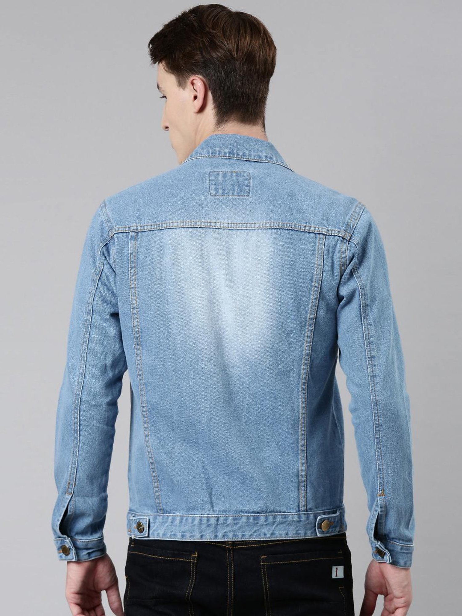 CINOCCI Blue Cotton Slim Fit Denim Jacket