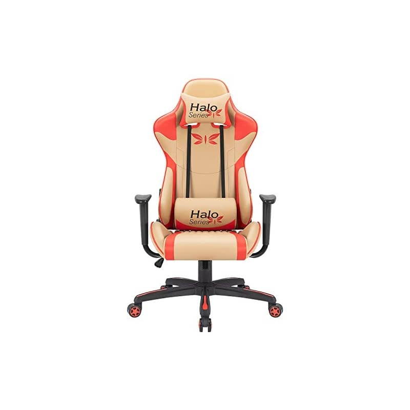 Gaming Chair Adjustable Racing Chair Halo Series Specialty Design Ergonomic Comfortable Swivel Computer Chair with Headrest and Lumbar Support (Blue and Plum red)