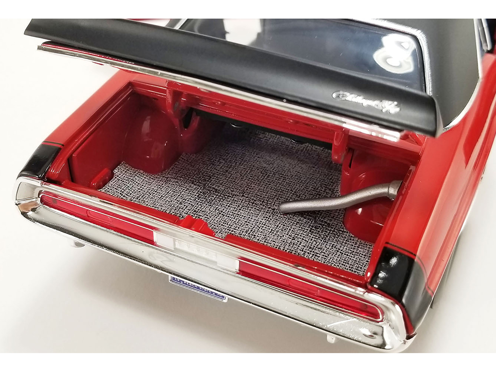 1970 Dodge Challenger R/T "Dodge Fever" Bright Red with Black Stripes and Black Vinyl Top Limited Edition to 588 pieces Worldwide 1/18 Diecast Model Car by ACME