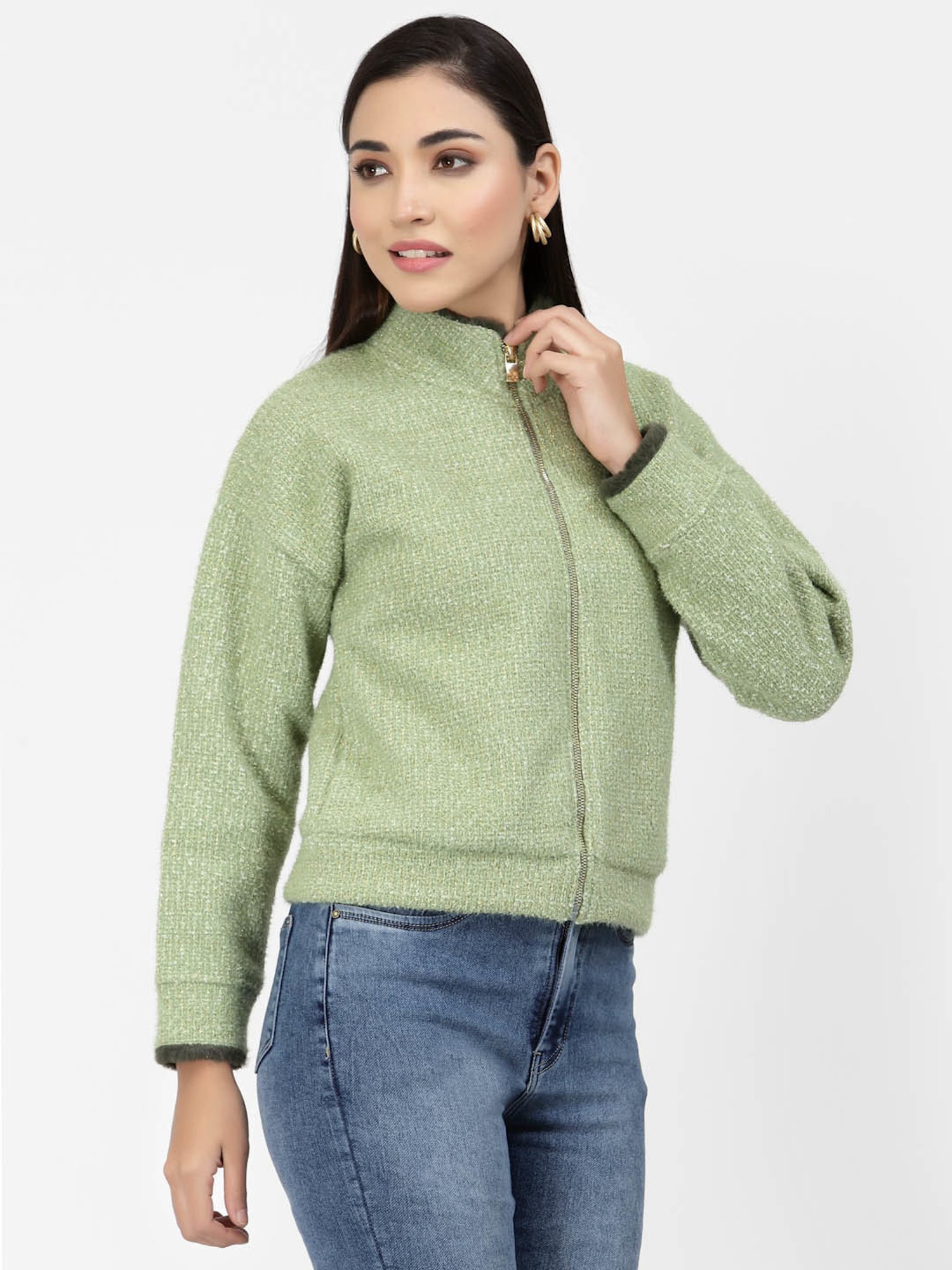 Juelle Green Front-Open Sweatshirt
