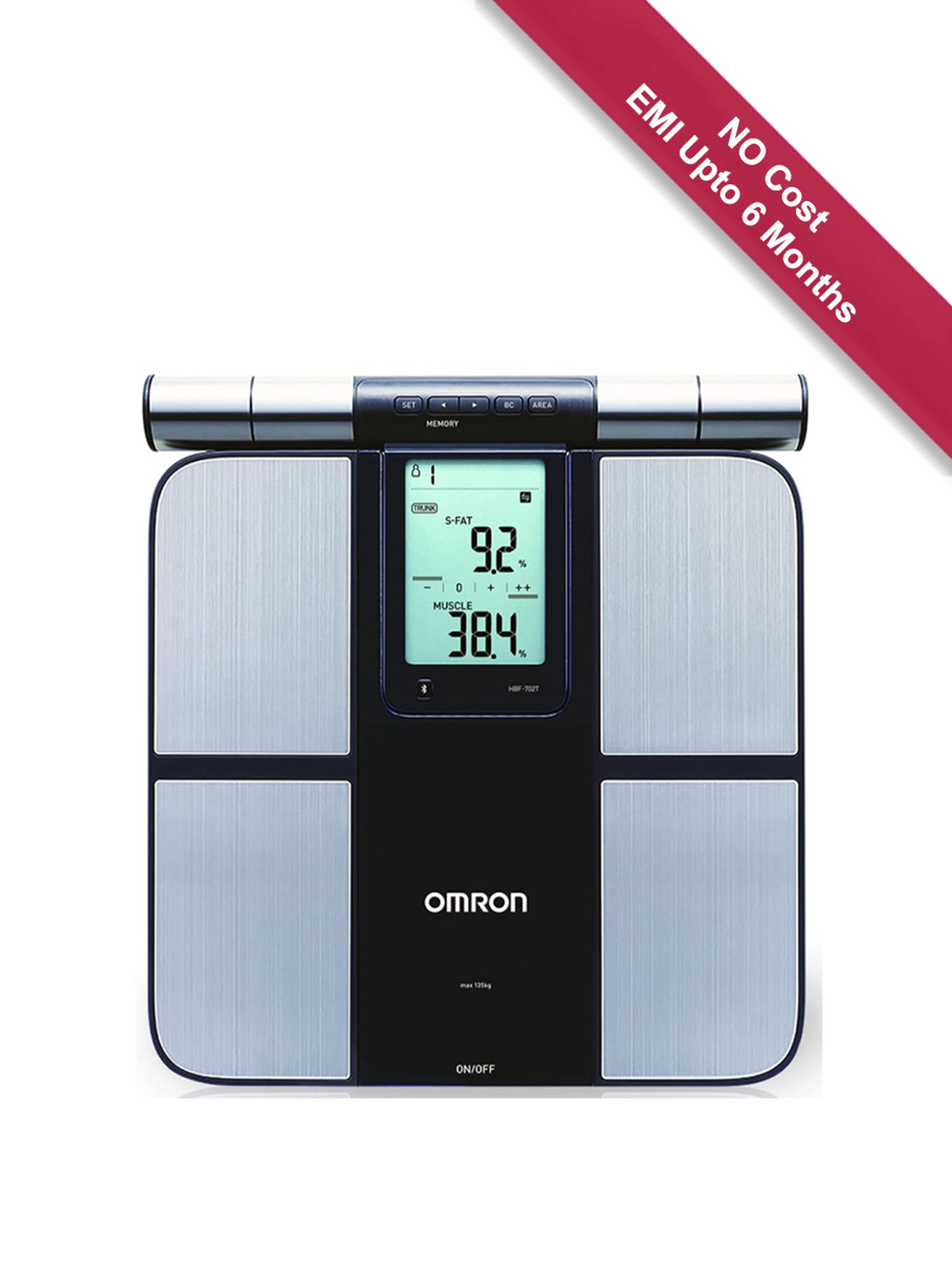 Omron HBF 702T Digital Body Composition Monitor Supports Omron Connect App (Silver)