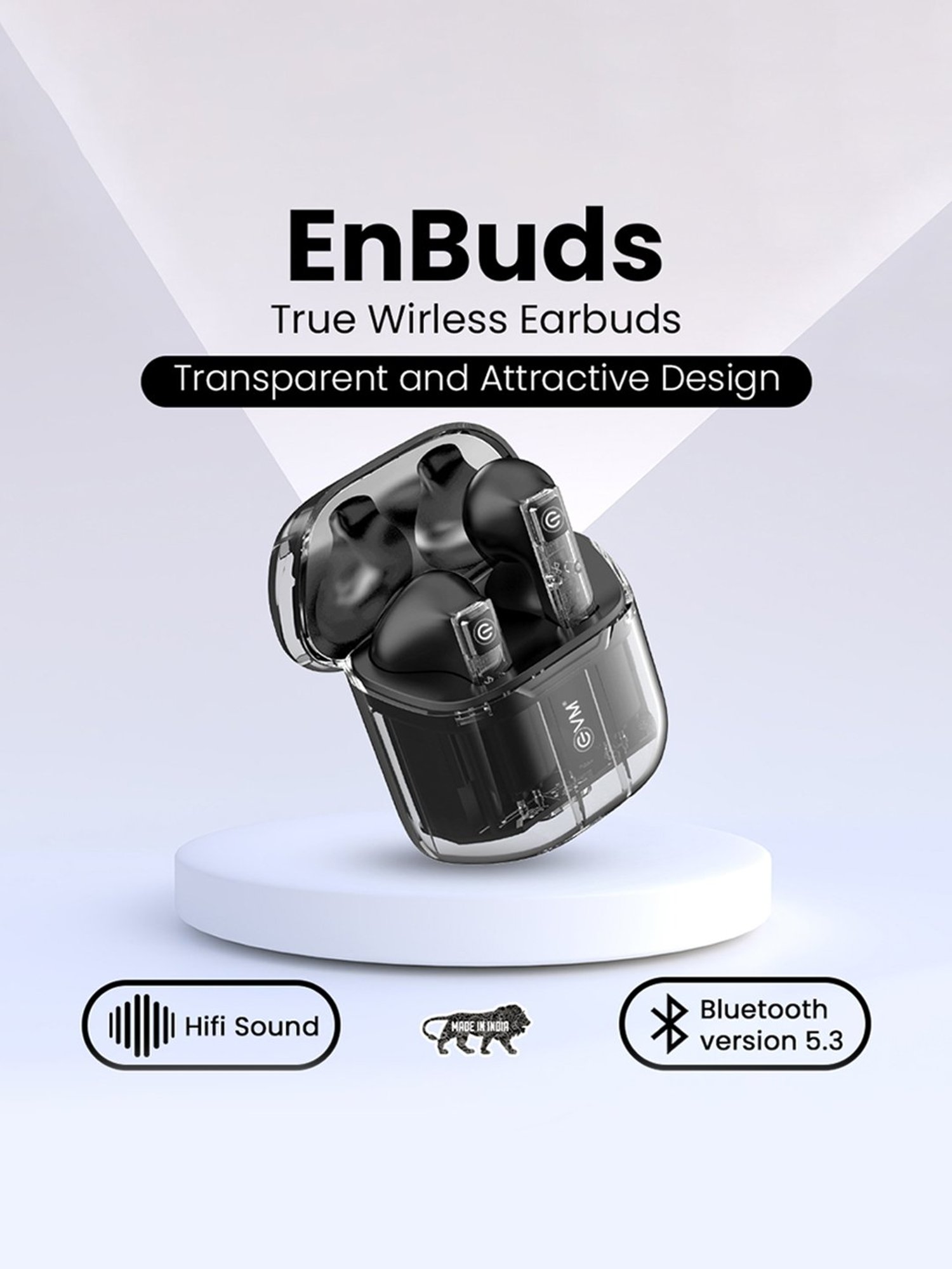 EVM ENBUDS TWS Bluetooth Earbuds with Standby Time Upto 100Hrs, BT V5.3 (Black)
