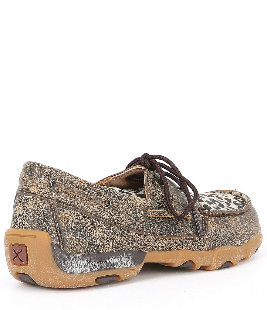 Twisted X Girls' Driving Leopard Print Moccasins (Youth)