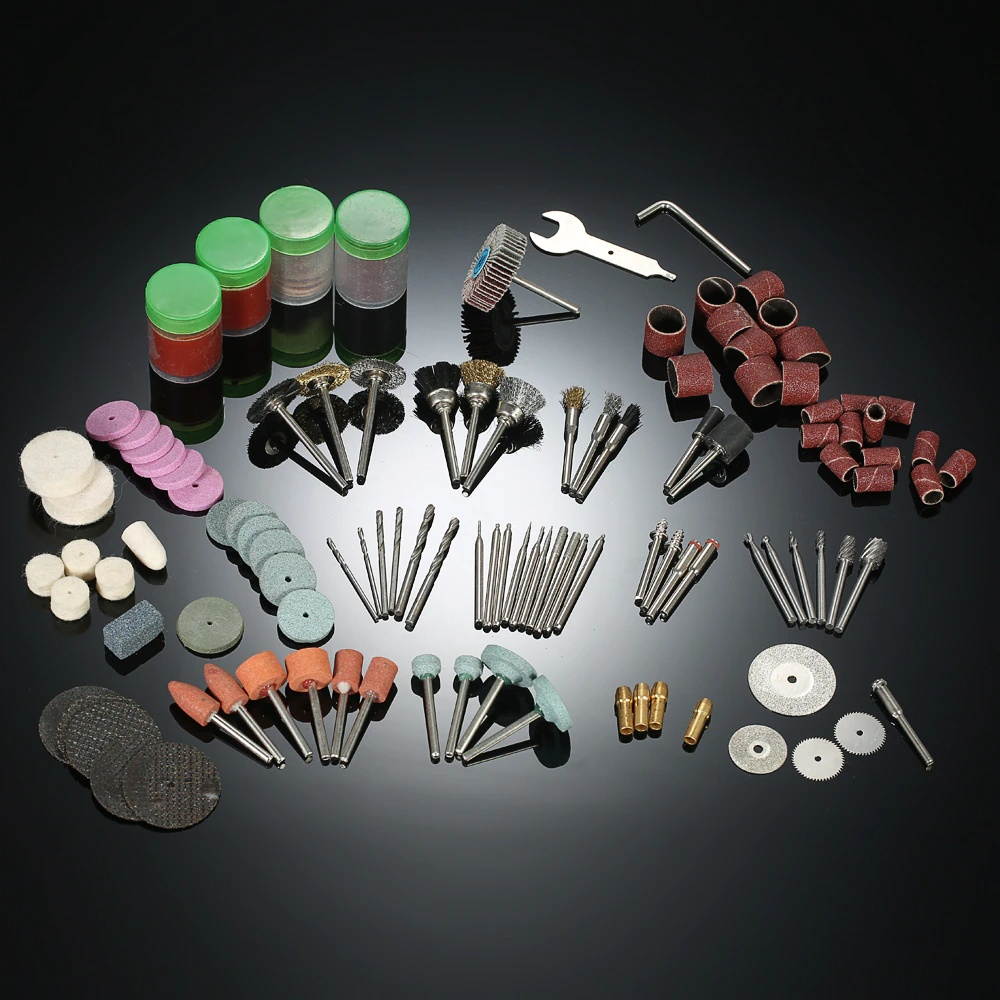 166PCS 1/8'' Shank Rotary Tool Accessories Set Sanding Polishing Grinding Cutting Accessory Bit