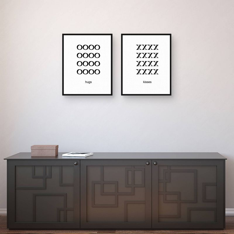 Set of 2 Hugs & Kisses By Design Lab Framed Canvas Art Prints - Masterpiece Art Gallery