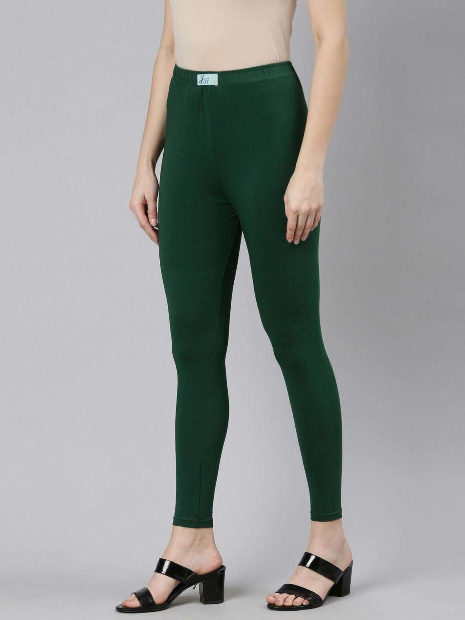 JCSS Black & Green Cotton Leggings - Pack Of 2