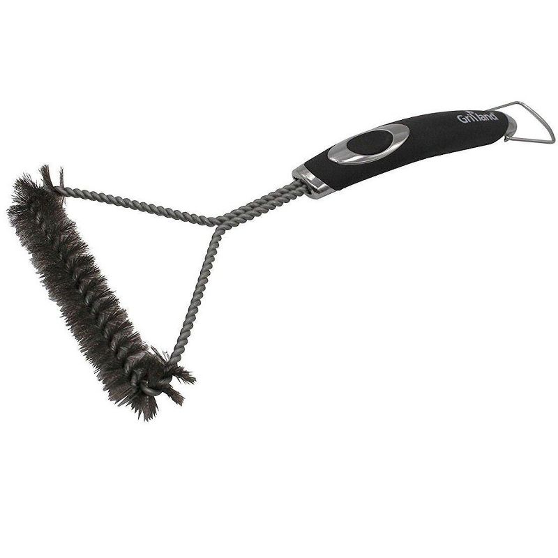 BBQ Grill Brush with Stainless Steel Bristle & TPR Soft-Grip Handle  12". 3-Sided Grill Brush for Easy Cleaning  Great for Smaller Grills