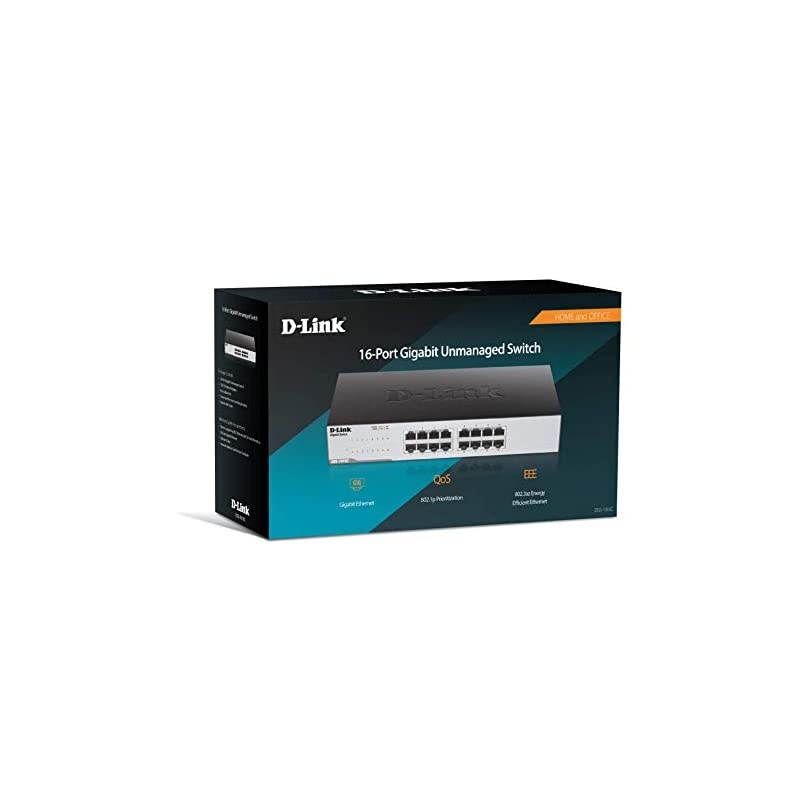 Ethernet Switch 16 Port Gigabit Unmanaged Network Internet Hub Desktop Rackmount Plug N Play DGS1016C