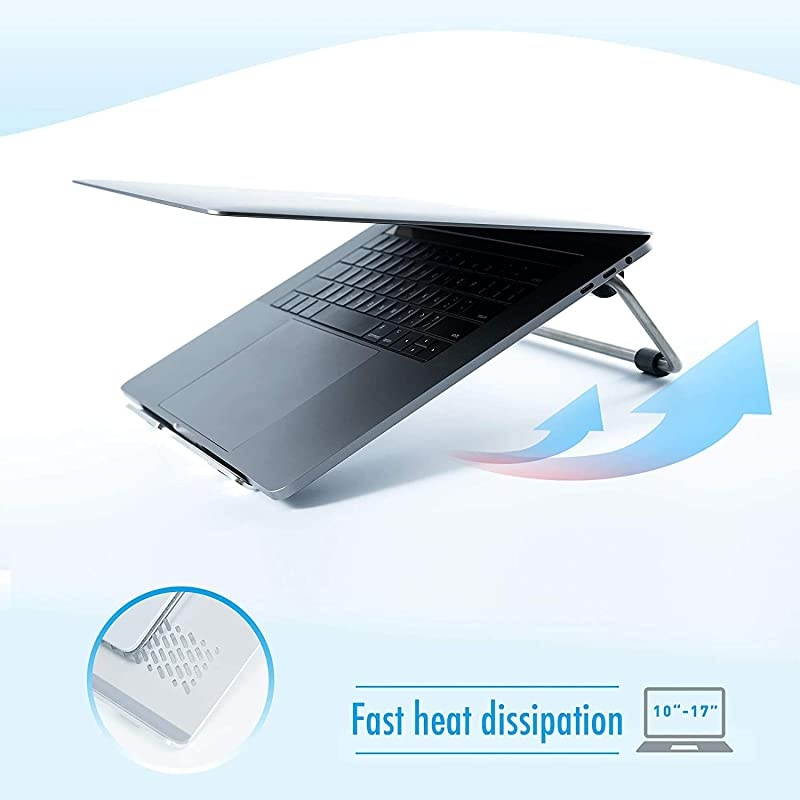 Adjustable Laptop Stand,  Laptop Riser : Ventilated Laptop Holder Compatible with Laptops Such as Mac Book Air Pro, Dell XPS, Microsoft, HP More Laptops up to 17 inch - Silver