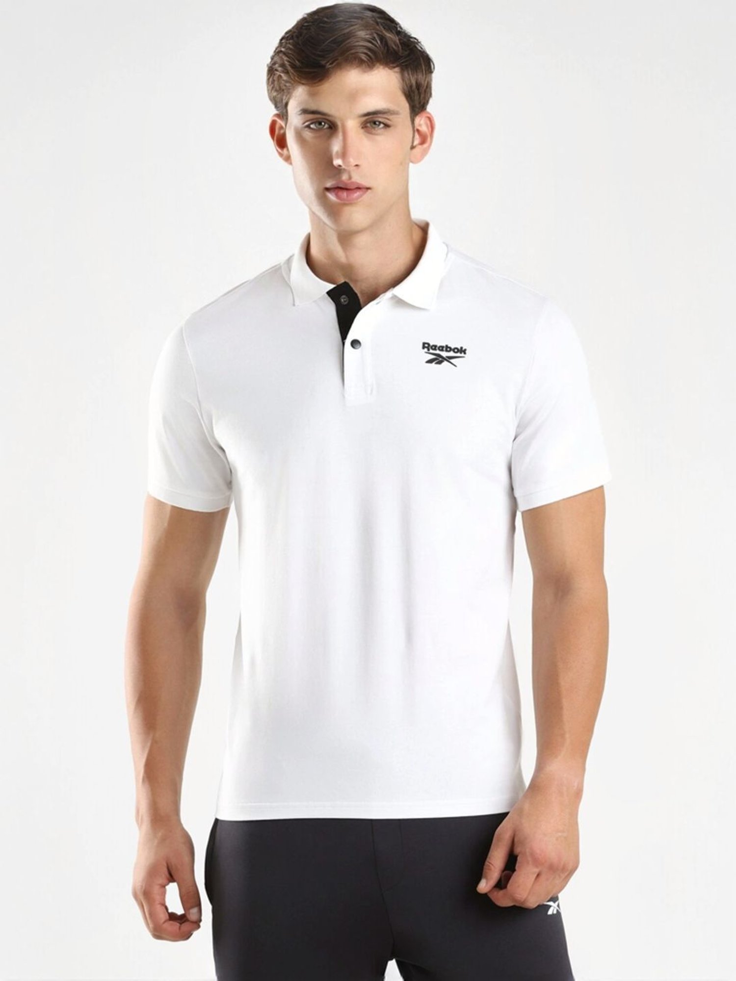 Reebok White Slim Fit Sport polo