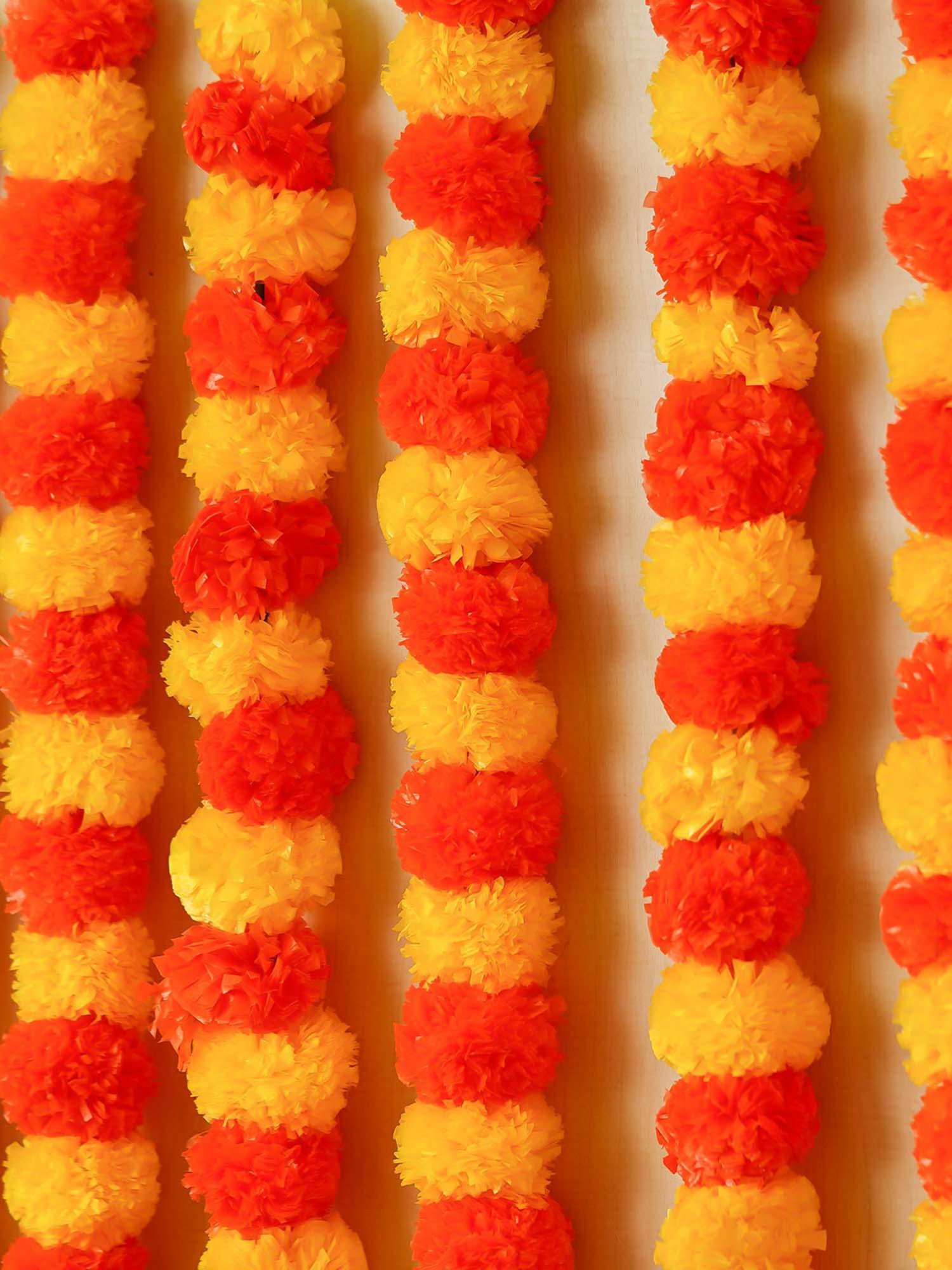 eCraftIndia Artificial Marigold Flowers Hangings with Bangles Ringing Bells (Pack of 4)