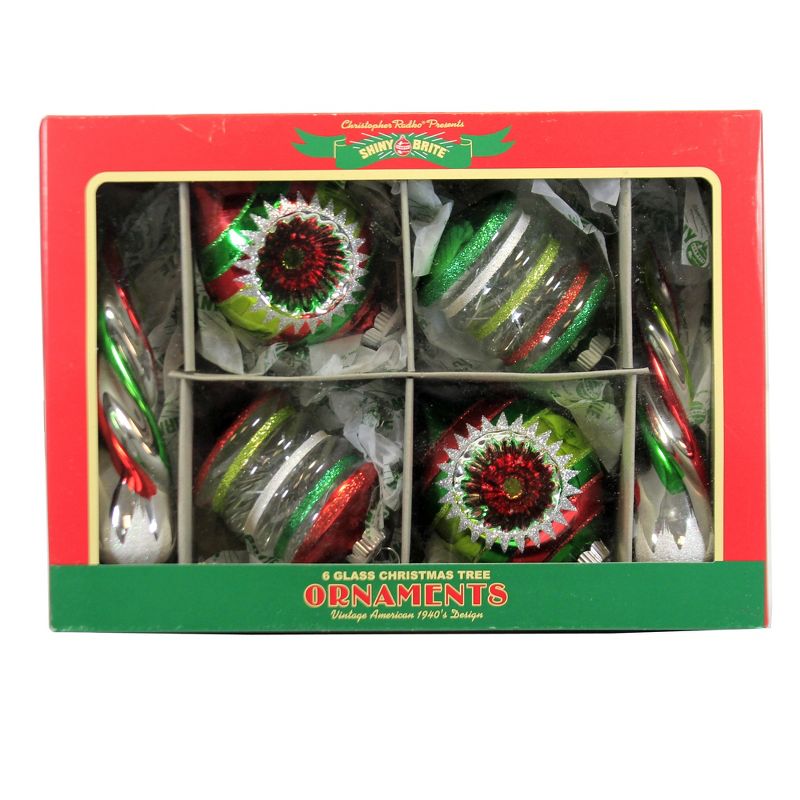 Shiny Brite 6.0" Holiday Splendor Mixed Shapes . Ornament Twist Spool Reflector  -  Ornament Sets