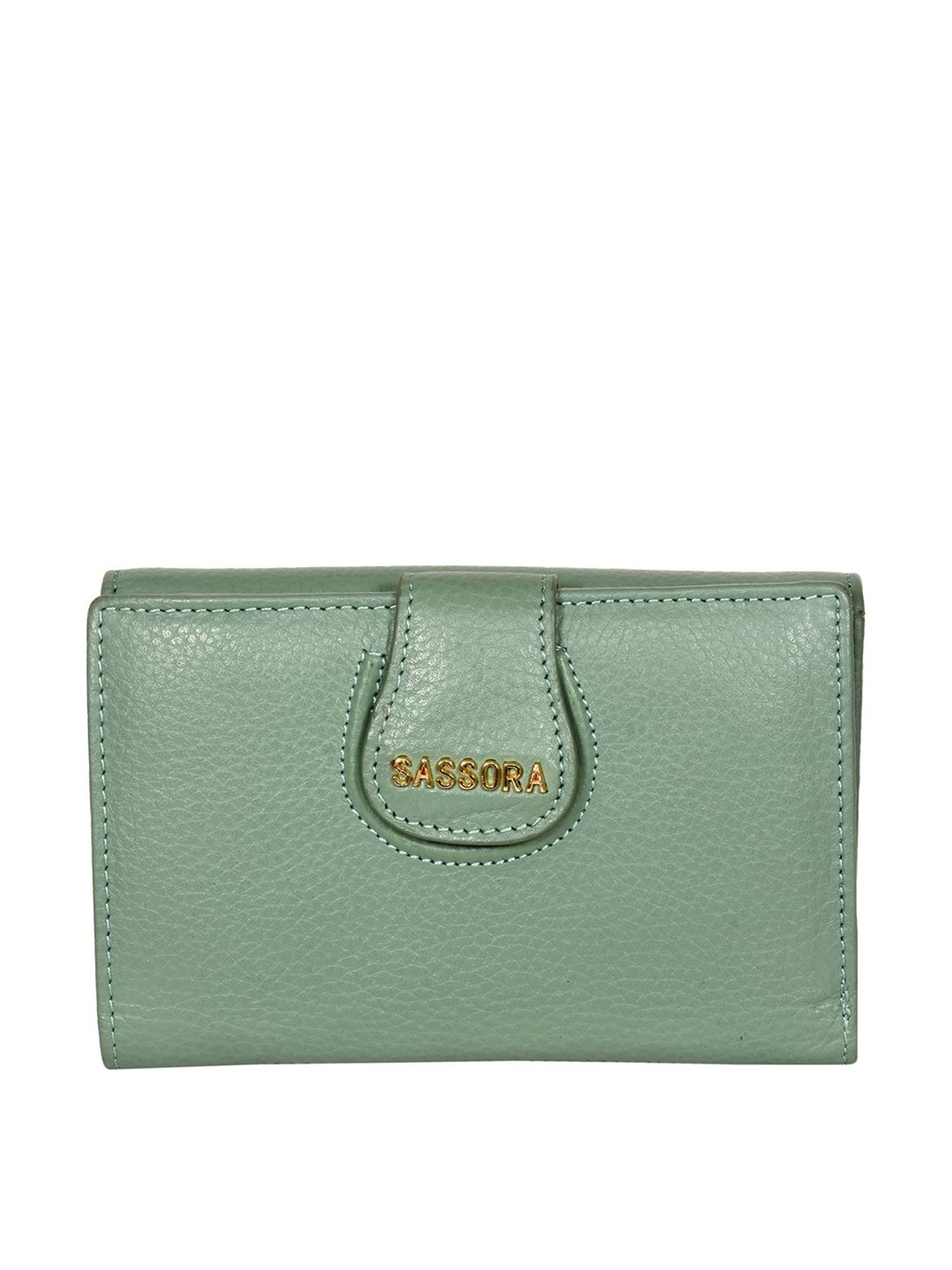 SASSORA Green Solid Rfid Bi-Fold Wallet for Women