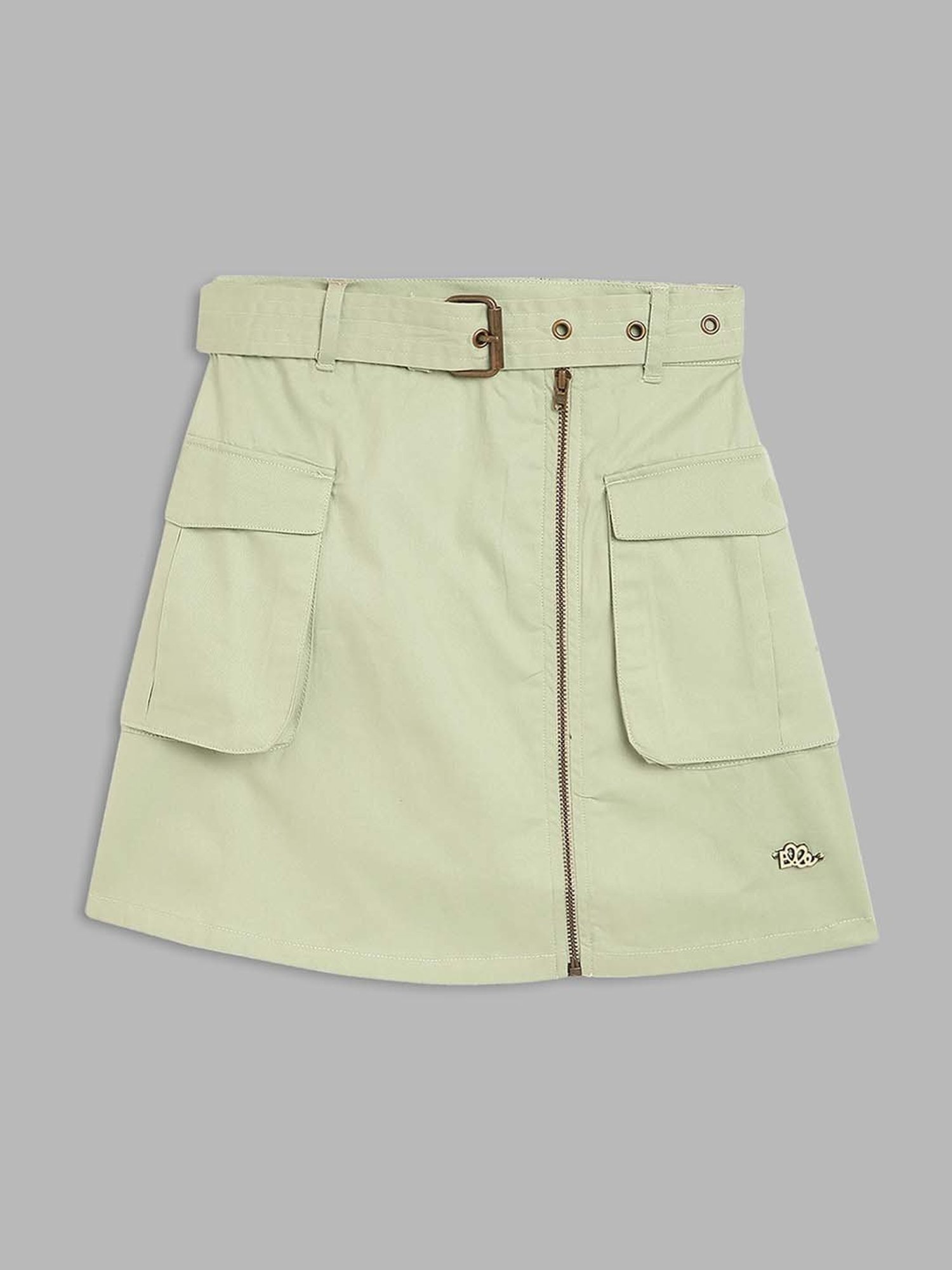 Elle Kids Kids Olive Cotton Regular Fit Skirt