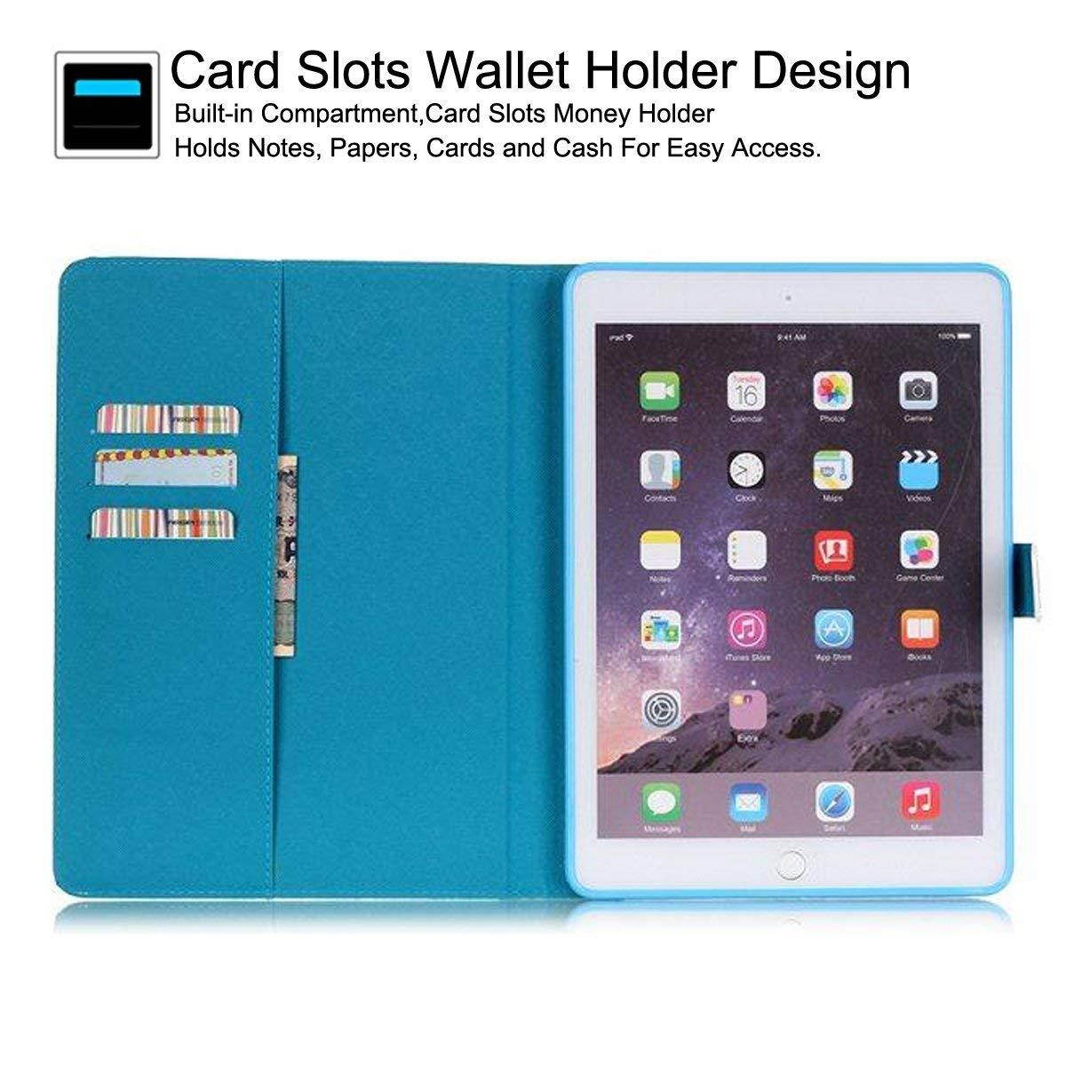 New iPad 9.7 inch 2017 Case - Newshine Colorful PU Leather Stand Cover with Card Holder for Apple New iPad 9.7 2017 Tablet/ iPad Air/ iPad Air 2, with Auto Sleep/ Wake Up Function, Sunset Glow