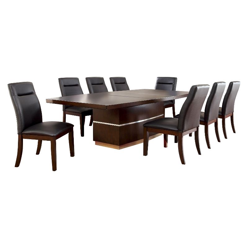 9pc Middleson Extendable Dining Set Dark Cherry Finish - miBasics
