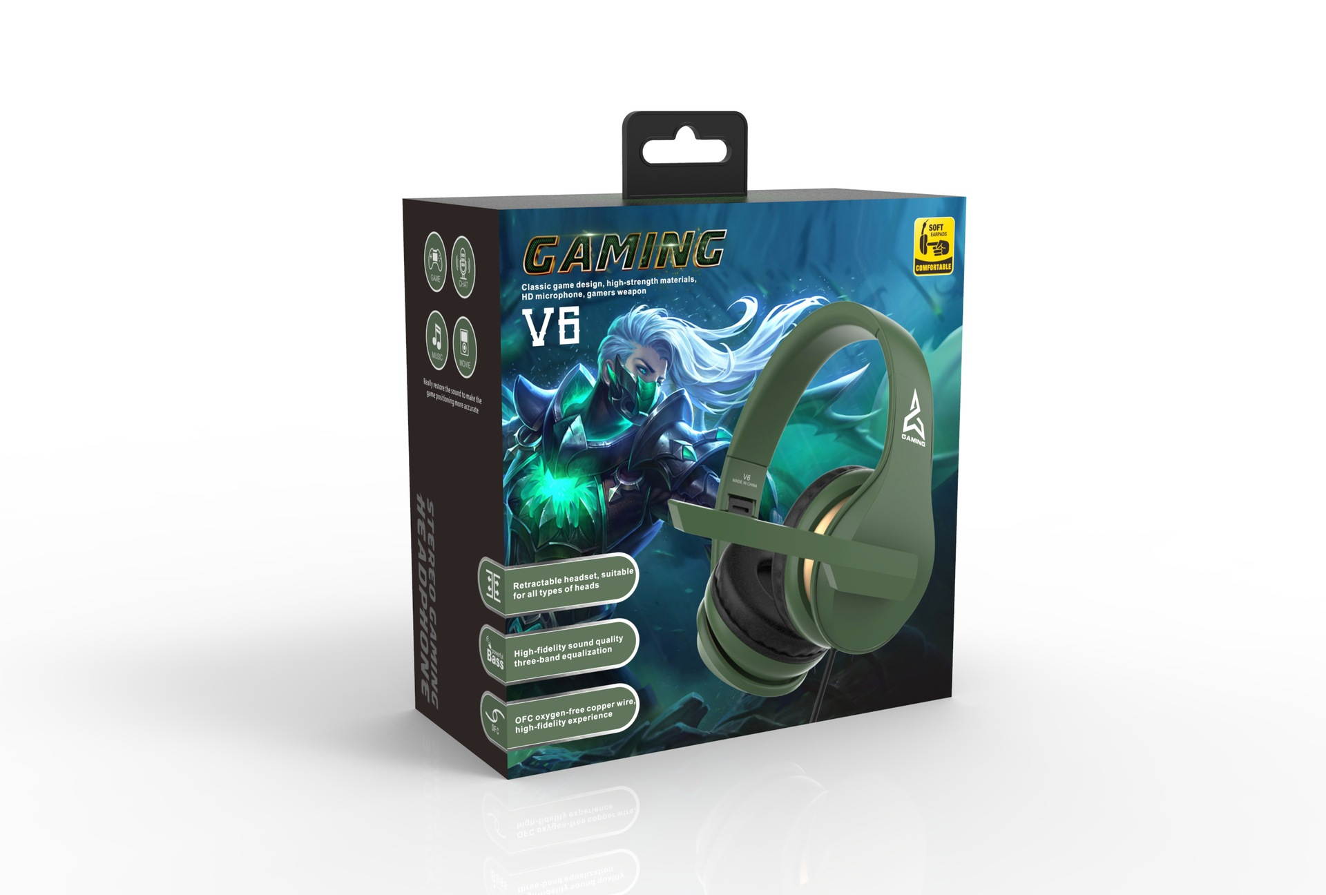 ALAMENGDA Gaming Headset Head-Mounted Gaming Music Running Subwoofer Stereo Computer Headset for Apple/Android/PC